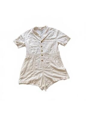Free Assembly White Button Up Romper